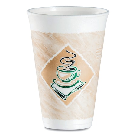 Dart CafÃ© G Foam Hot/Cold Cups, 16 oz, Brown/Green/White, PK1000 16X16G-167318